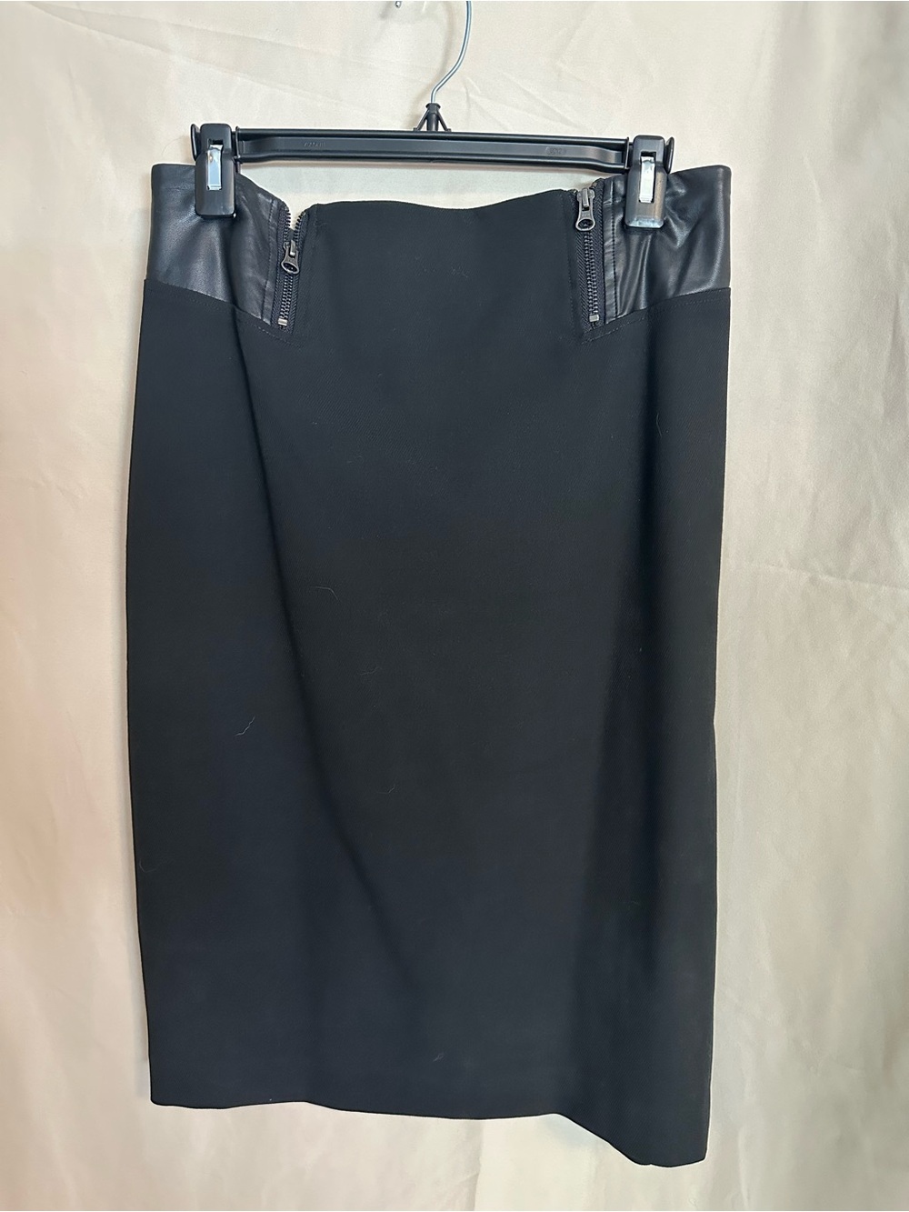 Halogen Black Pencil Skirt with Faux Leather Waist Trim